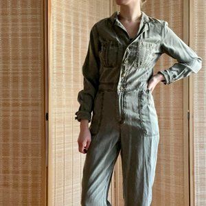 Express utility jumpsuit in dusty green